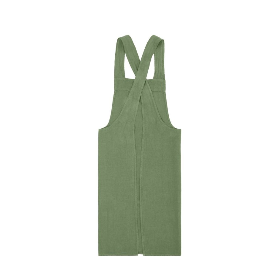 The Conran Shop Tablier Dos Croise En Lin Avec Poche Olive Best