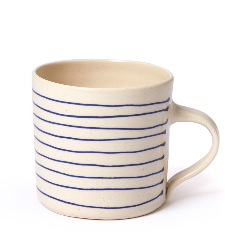 The Conran Shop Tasse De Petit-Dejeuner A Rayures Horizontales En Bleu Hot