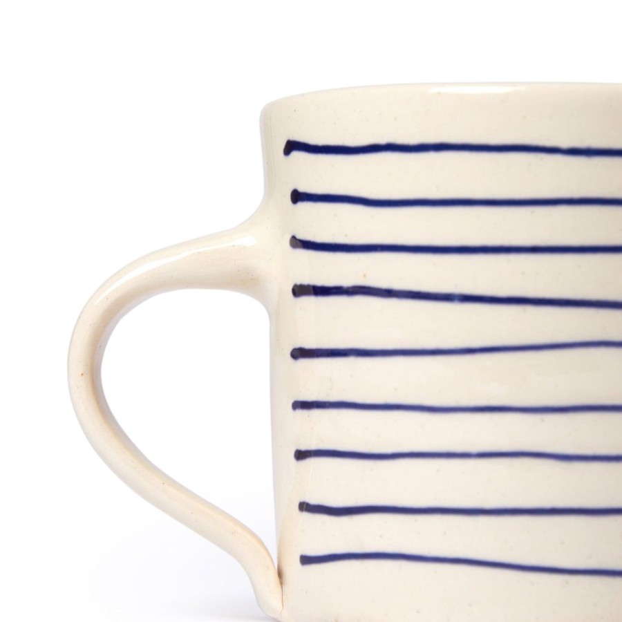 The Conran Shop Tasse De Petit-Dejeuner A Rayures Horizontales En Bleu Hot