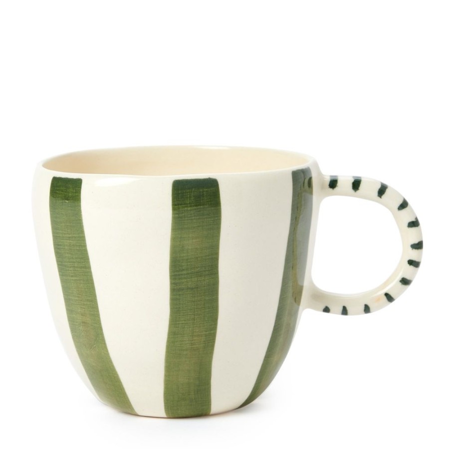 The Conran Shop Tasse En Gres Raye En Vert Hot