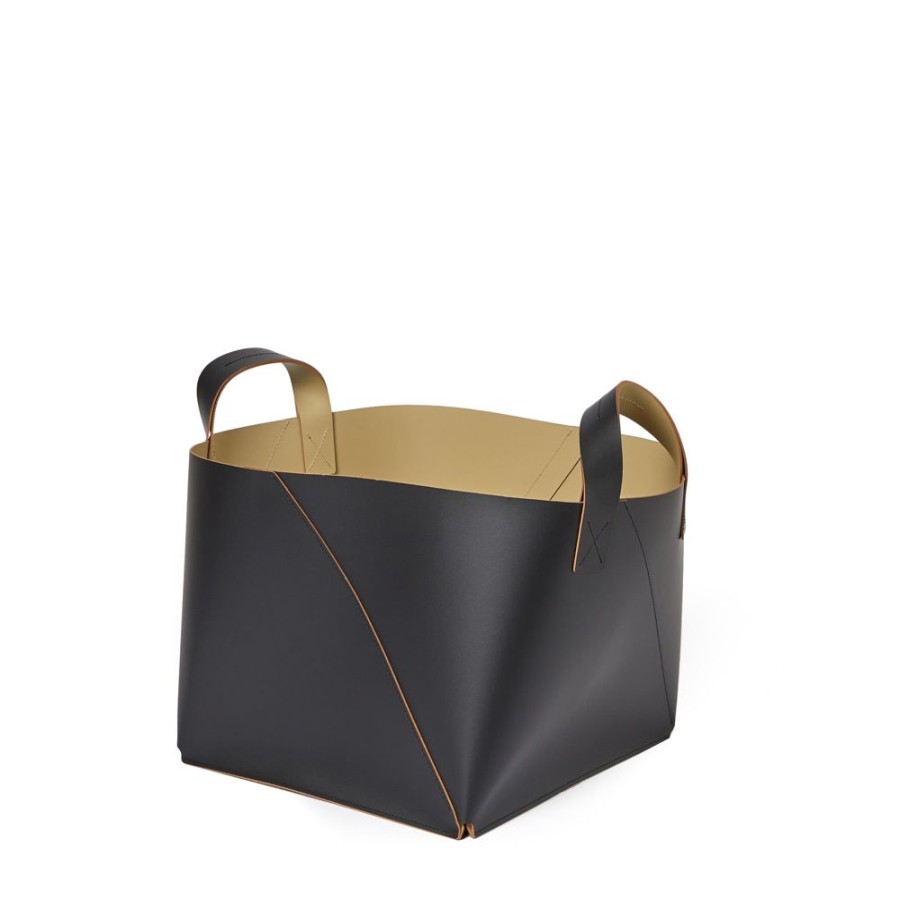 The Conran Shop Panier Cuero Bicolore En Noir Et Sable Wholesale