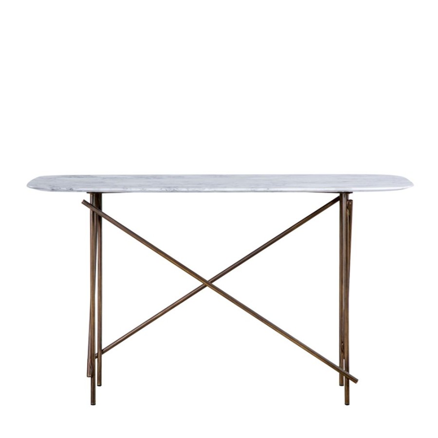 The Conran Shop Table Console Basse D'Atelier Marbre & Bronze New