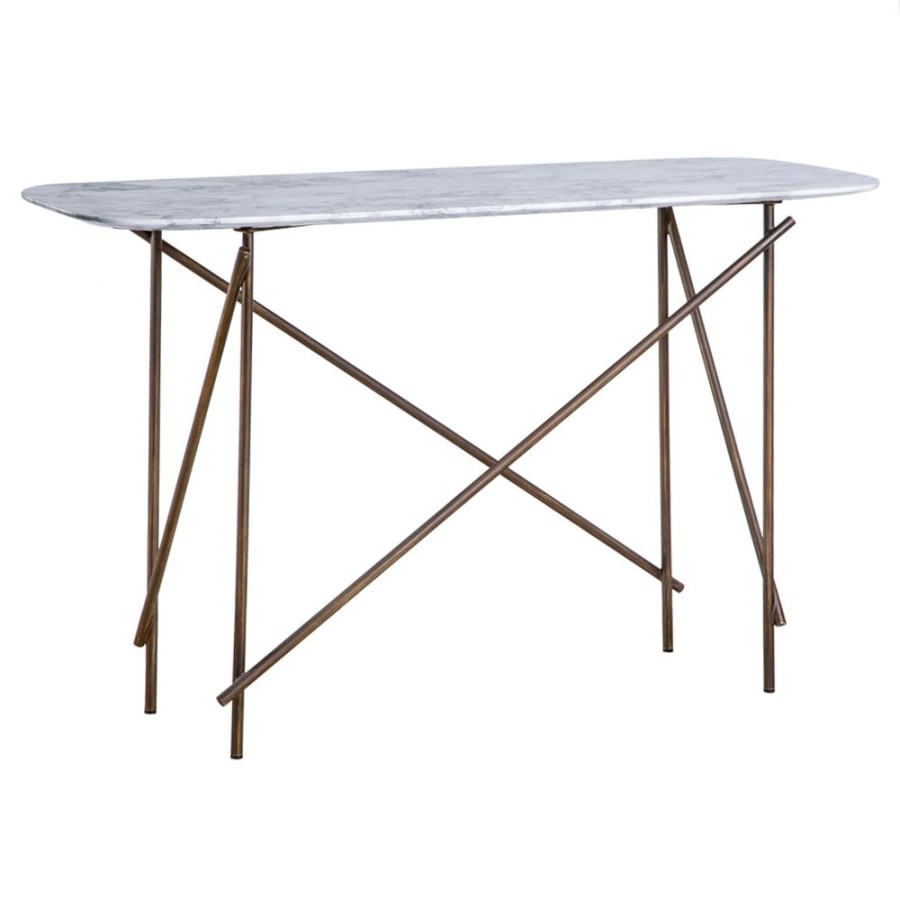 The Conran Shop Table Console Basse D'Atelier Marbre & Bronze New