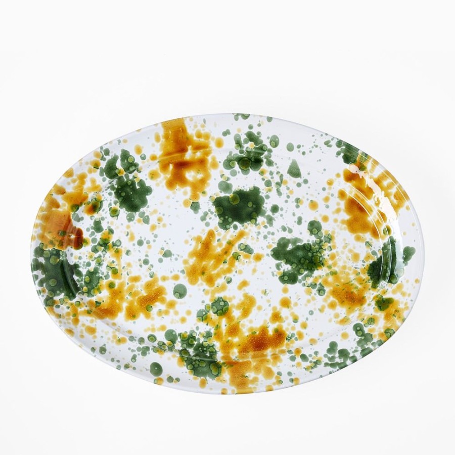 The Conran Shop Plateau Ovale Splatter Moutarde & Vert Best