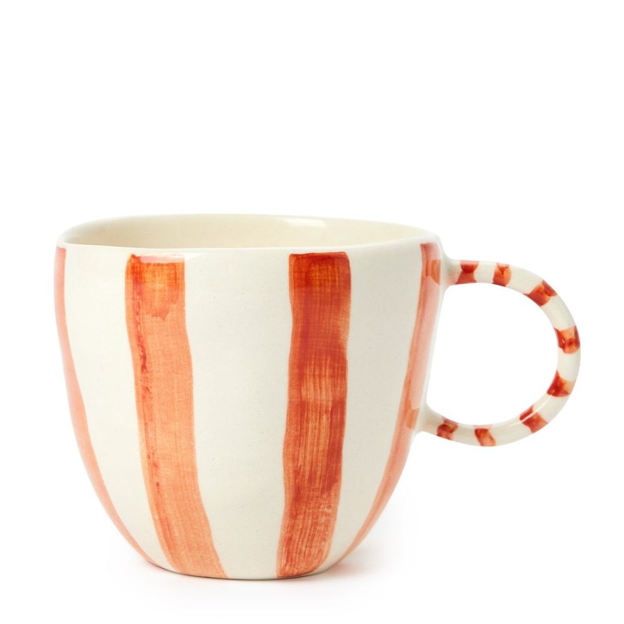 The Conran Shop Tasse En Gres Raye En Corail Clearance