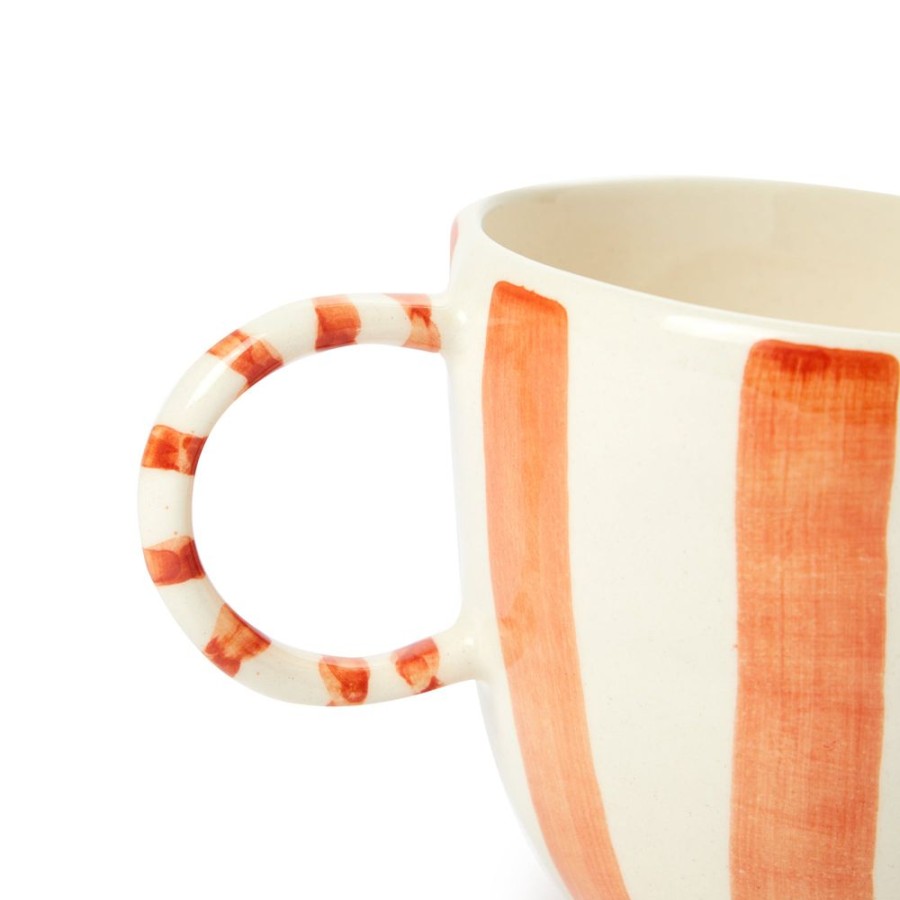 The Conran Shop Tasse En Gres Raye En Corail Clearance