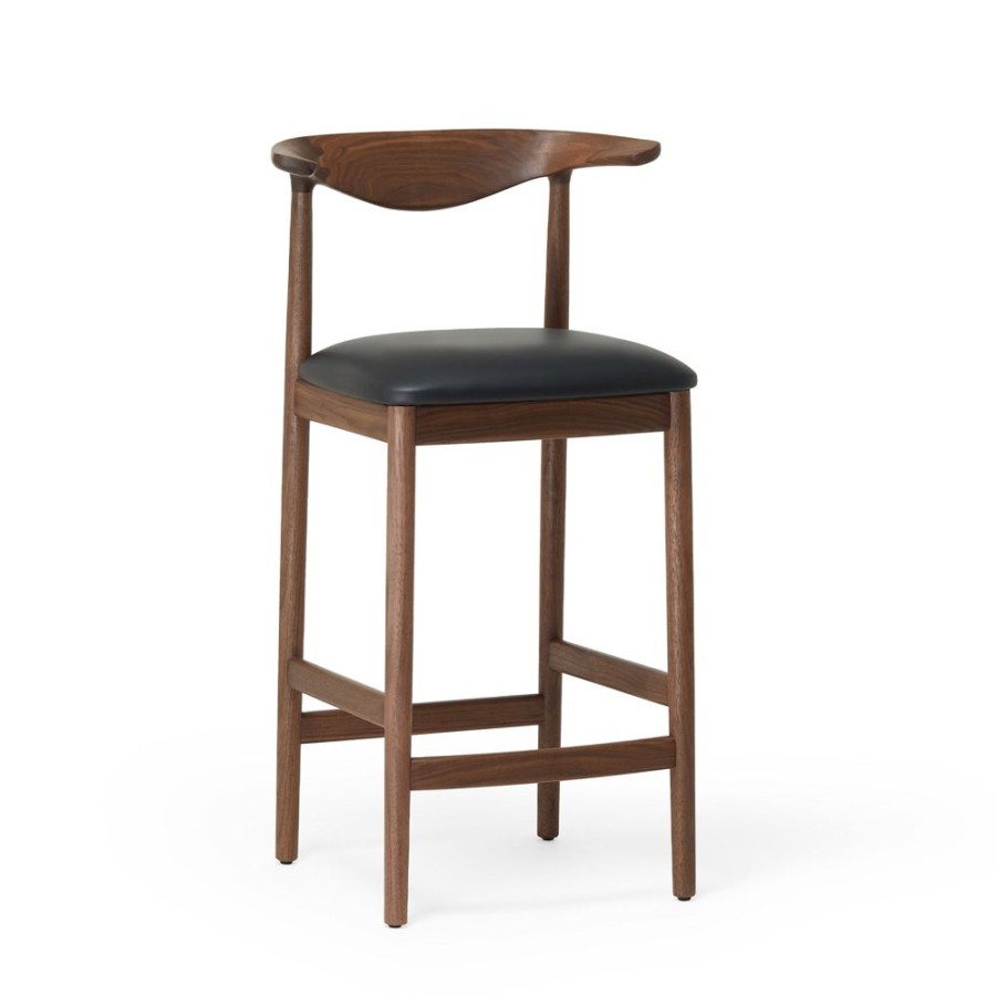 The Conran Shop Tabouret De Comptoir Delta En Noyer Et Cuir Noir Best